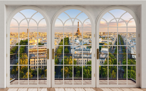 Фотообои MXL-00274 Окно на балконе с видом на Париж