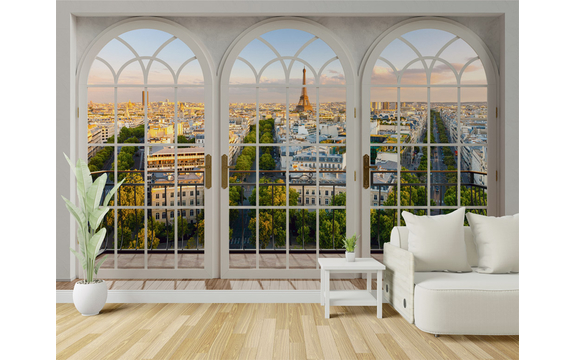Фотообои MXL-00274 Окно на балконе с видом на Париж №2