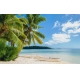 Фотообои FTXL-01-00127 Морской пляж с пальмами и лодочкой на берегу, тропический остров №1