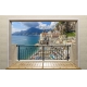 Фотообои MXL-00210 Балкон с окном с видом на итальянский город у морского побережья №1