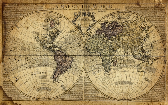 Фотообои FTXL-16-00005 Старая винтажная карта мира