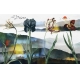 Фотообои FTXL-14-00039 Винтажные цветы на фоне в стиле китайской живописи, абстрактные горы №1