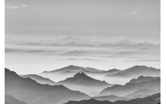 Фотообои FTL-01-00034 Черно-белые горы в тумане, минималистичная природа