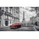 Фотообои FTXL-04-00017 Черно-белая улица Парижа и старая машина, Эйфелева башня №1