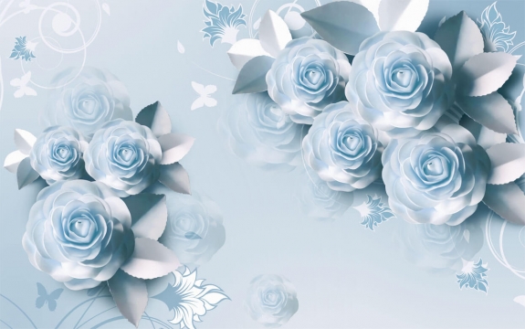 Фотообои 3D FTXL-09-00091 Голубые стереоскопические розы