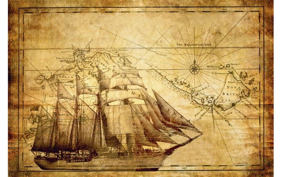 Фотообои FTL-16-00004 Старинная карта и корабль