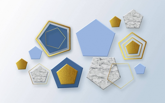 Фотообои 3D FTXL-09-00099 Стереоскопические шестигранники, геометрическая композиция