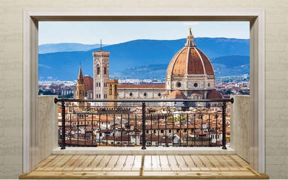 Фотообои MXL-00213 Балкон с видом на Флоренцию - большое окно