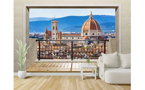 Фотообои MXL-00213 Балкон с видом на Флоренцию - большое окно №1