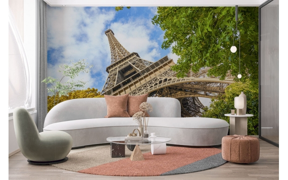 Фотообои FTXL-04-00019 Вид на Эйфелеву башню из осеннего парка, романтичный Париж №1