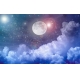 Фотообои FTXL-15-00008 Лунная ночь, звездное ночное небо с облаками №1