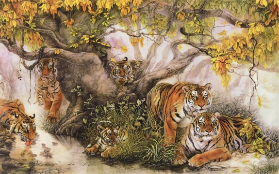 Фотообои FTXL-12-00036 Тигры в джунглях