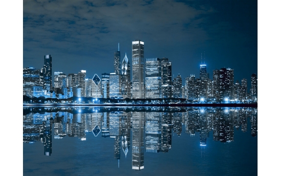 Фотообои FTP-4-02-00009 Панорамный вид ночного города Чикаго