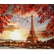 Фотообои FTX-04-00011 Осенний закат в Париже, Эйфелева башня в ярких красках №1