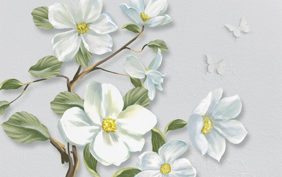 Фотообои 3D FTXL-06-00022 Белые цветы магнолии