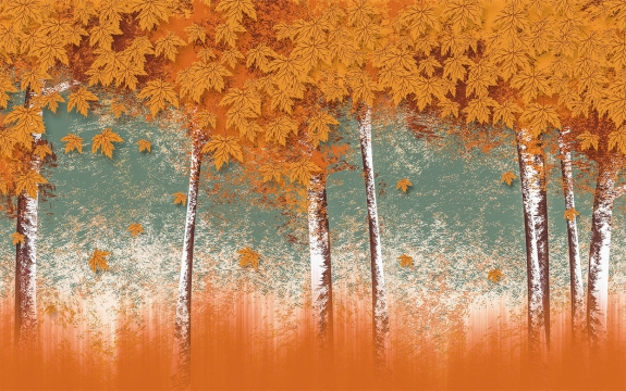 Фотообои FTXL-12-00038 Осенний лес, кленовые листья на ветру
