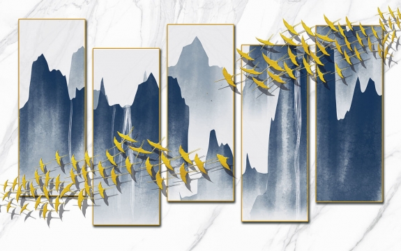 Фотообои 3D FTXL-05-00010 Абстракция с мраморными горами в китайском стиле