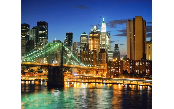 Фотообои FTX-02-00012 Бруклинский мост на фоне ночного Нью-Йорка
