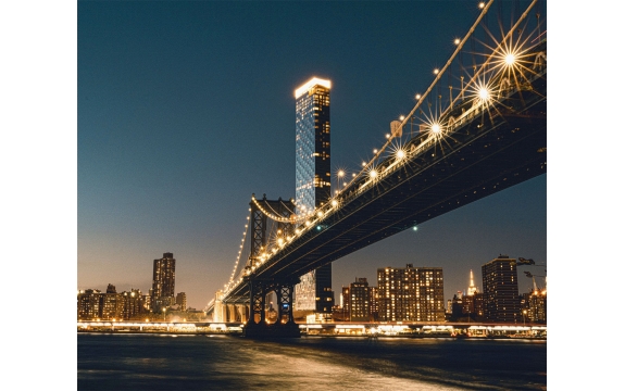 Фотообои FTX-04-00014 Манхэттенский мост в Нью-Йорке в огнях ночного города