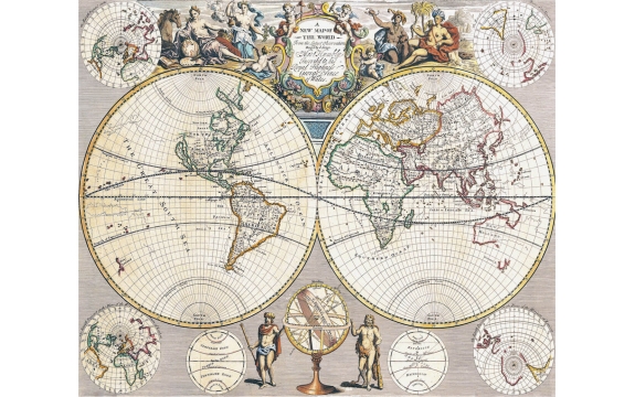 Фотообои FTX-16-00004 Карта мира с античными иллюстрациями