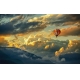 Фотообои FTXL-01-00091 Воздушный шар на фоне закатных облаков в горах №1