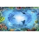 Фотообои FTXL-03-00003 Подводный мир кораллового рифа под фреску, дельфины в море №1