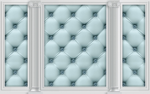 Фотообои 3D FTXL-09-00202 Стена с бриллиантами в бирюзовой обивке