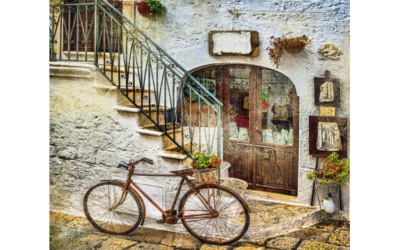 Фотообои FTX-14-00022 Фреска: старый дворик с велосипедом у дома