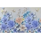 Фотообои 3D FTXL-09-00214 Барельеф с голубыми розами и лилиями №1