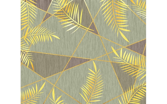 Фотообои 3D FTX-09-00035 Позолоченные пальмовые листья на геометрическом фоне