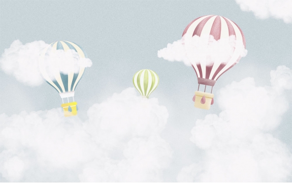 Фотообои FTXL-10-00019 Детские воздушные шары в облаках
