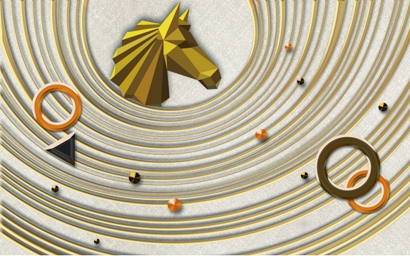 Фотообои 3D FTXL-09-00267 Золотые круги и кольца под абстракцию