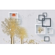 Фотообои 3D FTXL-09-00261 Золотые деревья и квадраты в стиле минимализм №1