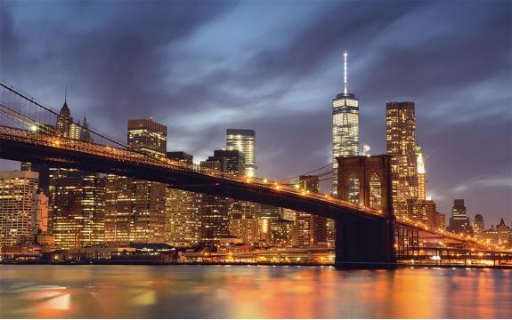 Фотообои FTXL-02-00029 Бруклинский мост в ночных огнях города