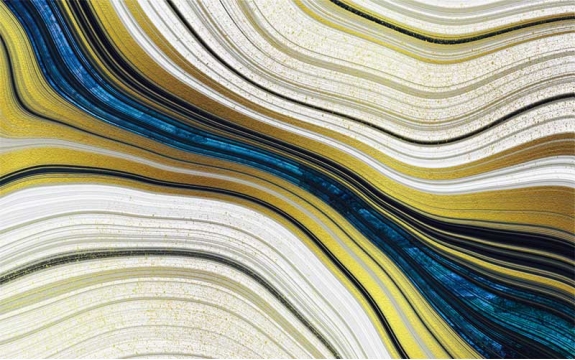 Фотообои 3D MXL-00070 Мраморная абстракция в современном стиле, золотые волны