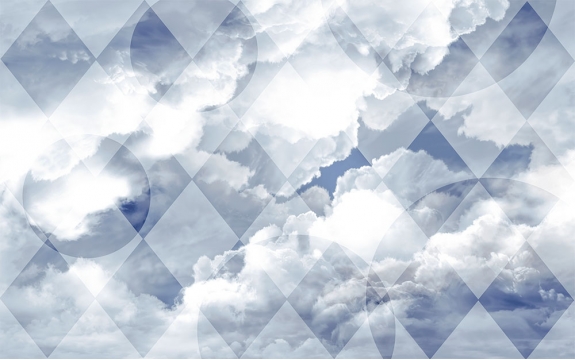 Фотообои MXL-00086 Облака в небе и геометрия в абстрактном стиле
