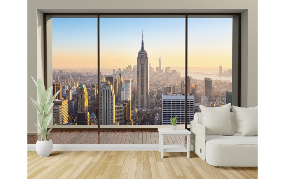 Фотообои MXL-00114 Окно пентхауса с видом на город Нью-Йорк №1
