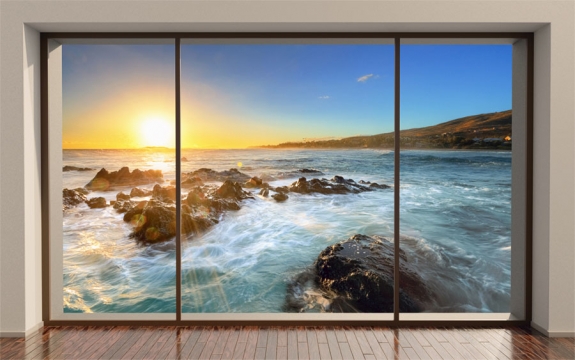 Фотообои MXL-00123 Окно с видом на закат над морем