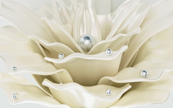 Фотообои 3D MXL-00152 Объемный цветок с жемчугом