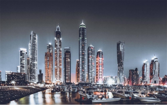 Фотообои FTXL-02-00034 Черно-белый ночной город Дубай