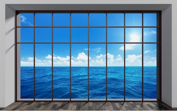 Фотообои MXL-00154 Умиротворяющий вид из окна на море, расширяющие пространство