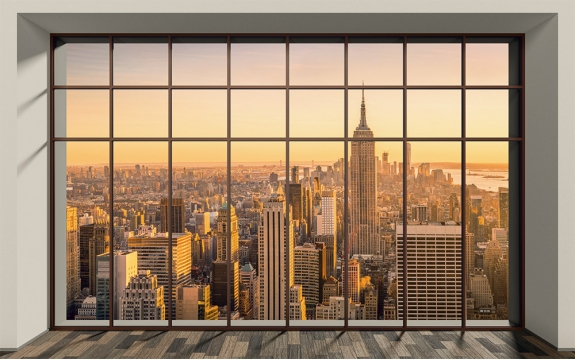 Фотообои MXL-00155 Вид из окна на город Нью-Йорк, расширяющие пространство