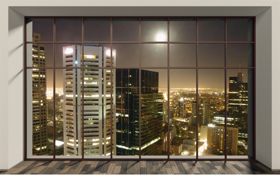 Фотообои MXL-00160 Вид из окна на ночной город Мельбурн, расширяющие пространство