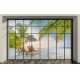 Фотообои MXL-00168 Большое окно с видом на морской пляж с пальмами, расширяюшие пространство №1