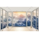 Фотообои MXL-00172 Окно 3D в облаках с видом на закат, расширяющие пространство №1