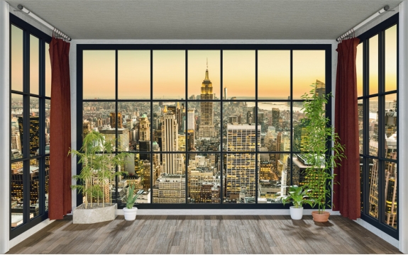 Фотообои MXL-00185 Окно с видом на Нью-Йорк