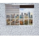 Фотообои MX-00007 Окно 3Д в стиле лофт с видом на город, белая кирпичная стена №1
