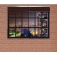 Фотообои MX-00008 Окно с видом на город Дубай, в стиле лофт, кирпичная стена №1