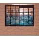 Фотообои MX-00009 Лофт окно с видом на Лондон, кирпичная стена №1