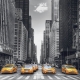 Фотообои FTP-3-02-00026 Черно-белый город с акцентом на желтом цвете, улица Нью-Йорка №1
